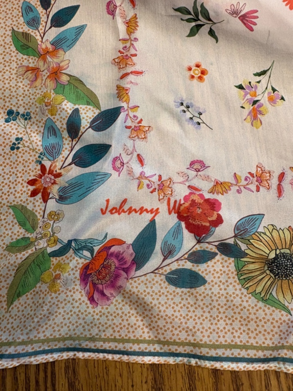 Johnny Was Nani Silk Scarf - Beautiful Bohemian Floral Print - Picture 9 of 13
